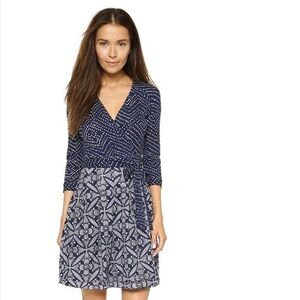 Diane Von Furstenberg Womens Jewel Floral Print Pleated Wrap Dress Blue 12